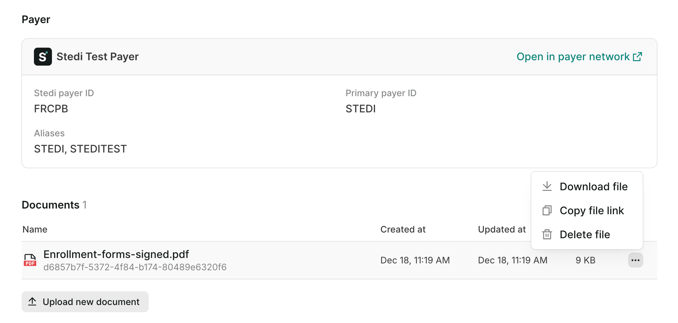 Transaction enrollment documents