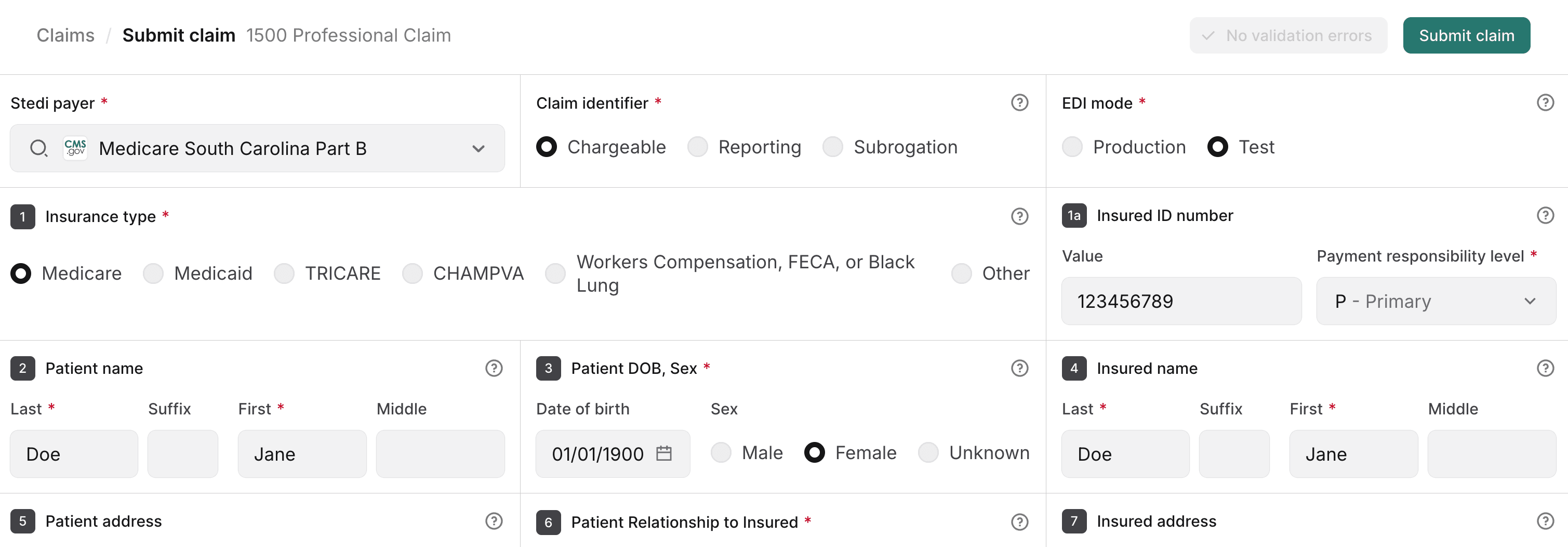 Manual claim submission